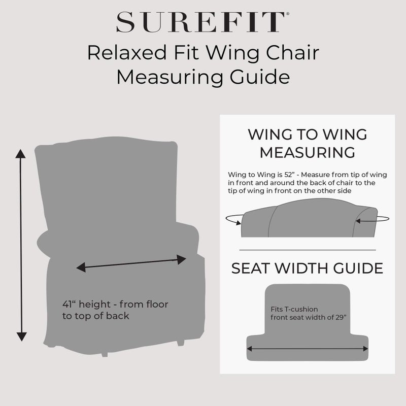 Surefit SURE FIT Soft Suede T-Cushion Wing Chair One Piece Slipcover, Relaxed Fit, Polyester, Machine Washable, Chocolate Color - Image 3